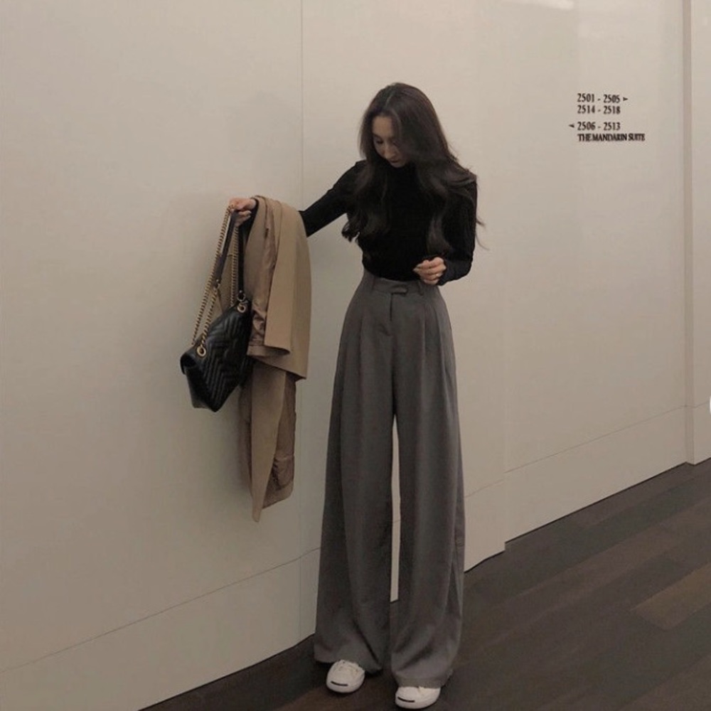 grey trousers